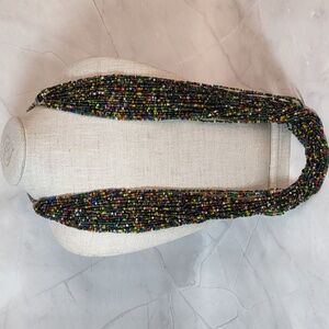Artisan Crafted Multi Color Glass Seed Bead Necklace